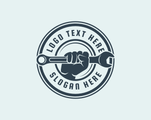 Round - Mechanic Fist Wrench logo design