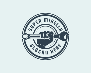 Round - Mechanic Fist Wrench logo design