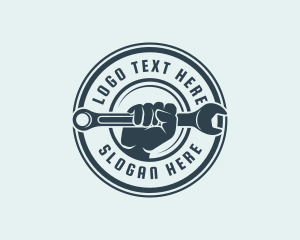 Wrench - Mechanic Fist Wrench logo design