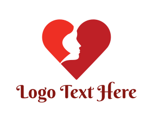 Woman - Red Woman Heart logo design