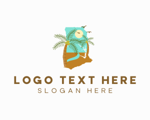 Country - Ghana Beach Map logo design