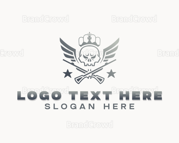 Gun Skull Wings Logo