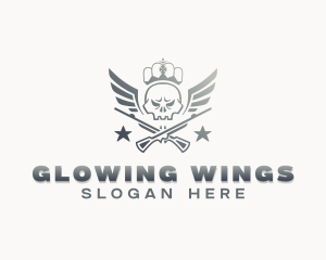 Gun Skull Wings logo design