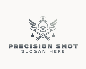 Gun Skull Wings logo design