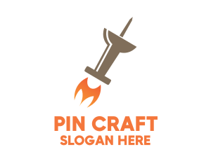 Pin - Push Pin Rocket logo design