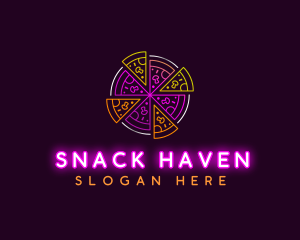 Neon Pizza Snack logo design