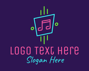 Record Label - Neon Musical Notes logo design