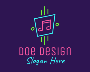 Neon Musical Notes logo design