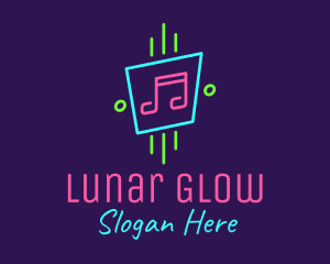 Neon Musical Notes logo design