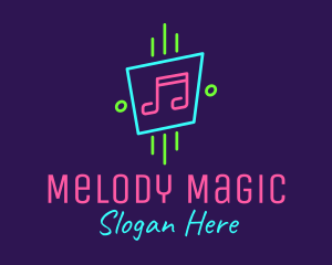 Neon Musical Notes logo design