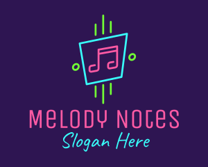 Notes - Neon Musical Notes logo design