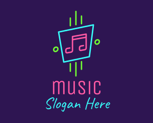 Neon Musical Notes logo design