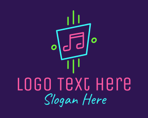 Music Store - Neon Musical Notes logo design