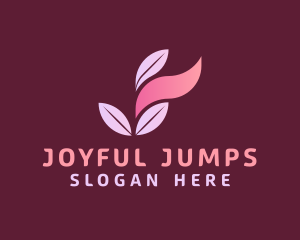 Pink Wellness Leaf Letter J logo design