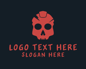 Bar - Red Grunge Skull logo design