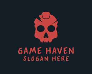 Skate Shop - Red Grunge Skull logo design