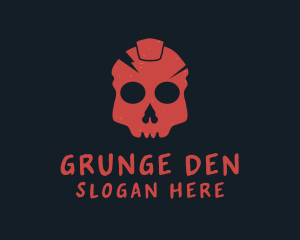 Red Grunge Skull logo design