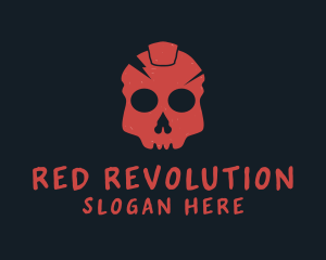 Red Grunge Skull logo design