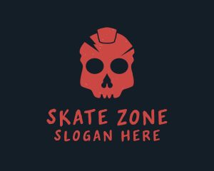 Red Grunge Skull logo design