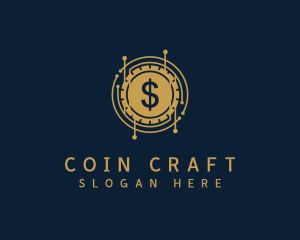 Dollar Coin Cryptocurrency logo design