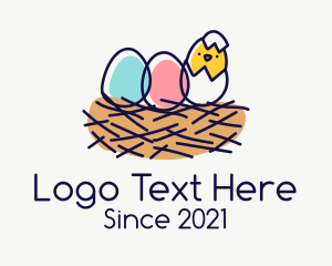 Nest - Cute Chick Egg logo design