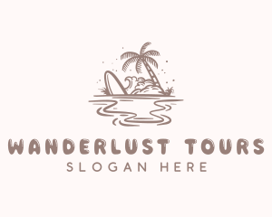 Island Beach Palm Tree logo design