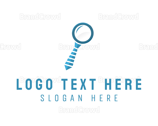 Necktie Magnifying Glass Logo