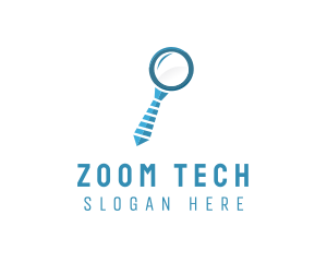 Zoom - Necktie Magnifying Glass logo design