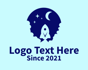 Spacecraft - Blue Space Rocket logo design