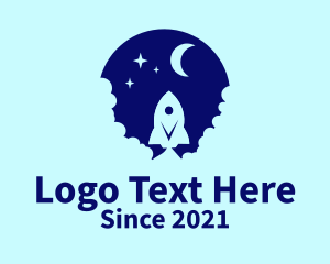 Launchpad - Blue Space Rocket logo design