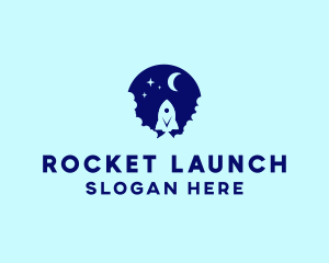 Blue Space Rocket logo design