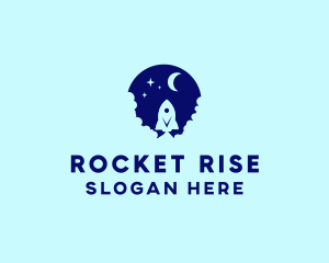 Blue Space Rocket logo design