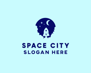 Blue Space Rocket logo design