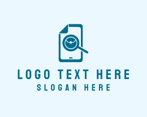 Magnifying Glass - Blue Phone Technician logo design