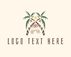 Tropical Palm Tree Vacation Logo