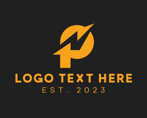 Full - Electrical Lightning Letter P logo design