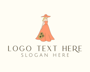 Girl - Woman Floral Dress logo design