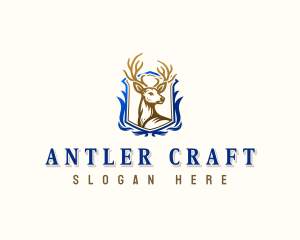 Antler Deer Shield logo design