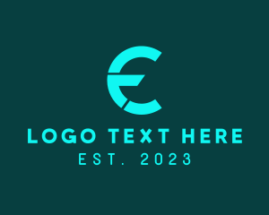 Round - Round Tech Letter E logo design