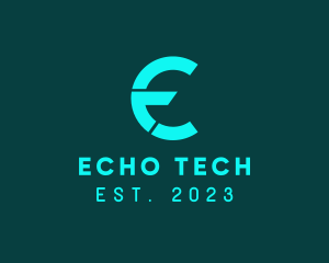 Round Tech Letter E logo design