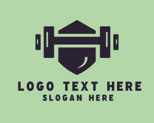 Workout - Fitness Barbell Shield logo design