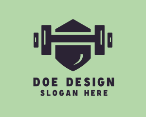 Fitness Barbell Shield logo design