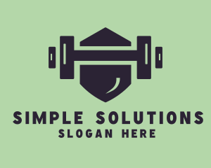 Fitness Barbell Shield logo design