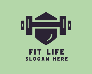 Fitness - Fitness Barbell Shield logo design