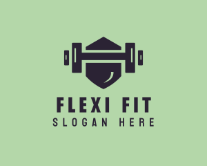 Fitness Barbell Shield logo design