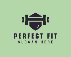 Fitness Barbell Shield logo design