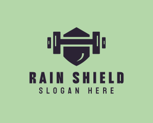 Fitness Barbell Shield logo design