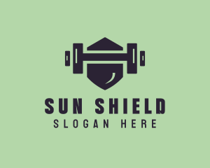 Fitness Barbell Shield logo design