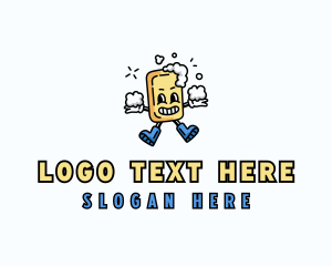 Mascot - Cleaning Soap Housekeeper logo design