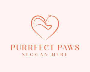 Heart Cat Love logo design